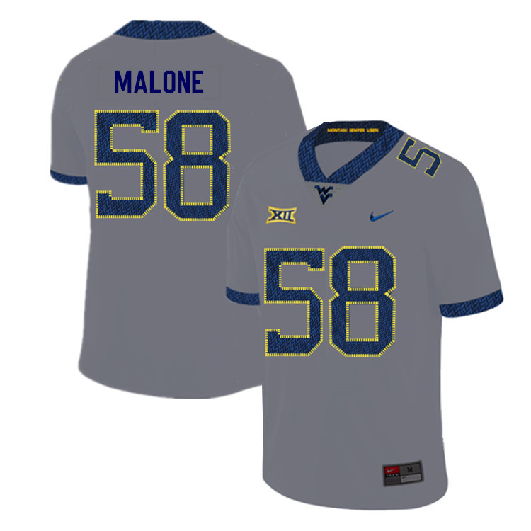 NCAA Men's Nick Malone West Virginia Mountaineers Gray #58 Nike Stitched Football College 2019 Authentic Jersey UV23A32CR
